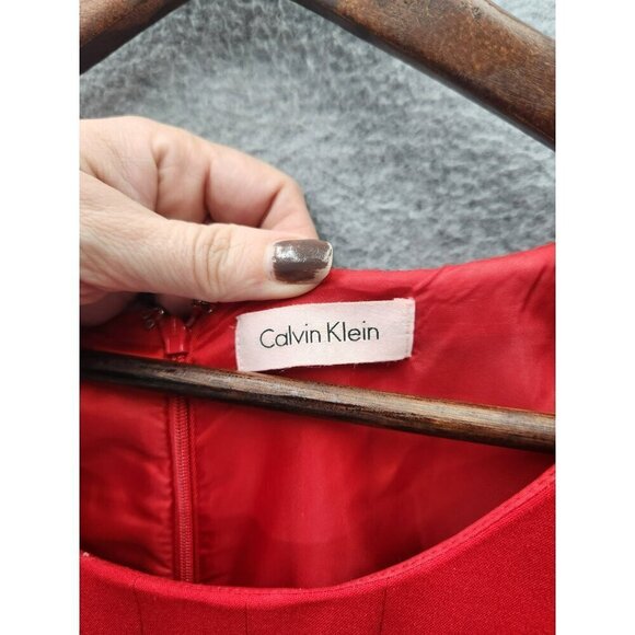 Sleeveless Calvin Klein Red A-Line Dress Size 10 - Picture 2 of 3